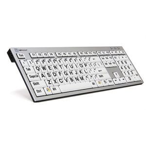 Teclado para baixa visão slim teclas brancas letras pretas
