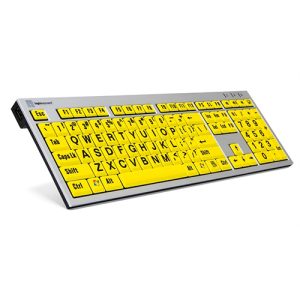 Teclado para baixa visão slim teclas amarelas letras pretas