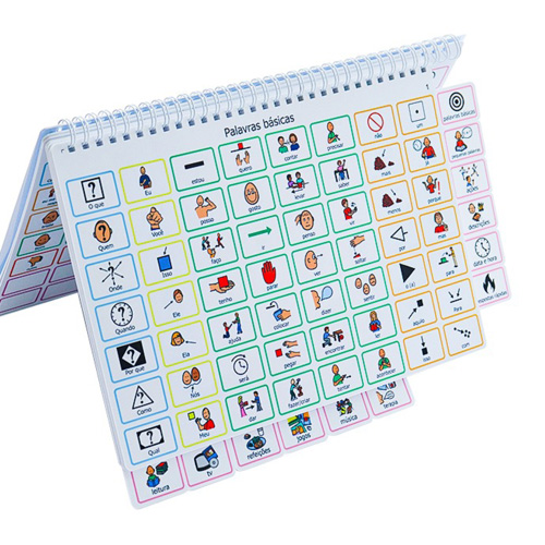 Foto do livro de comunicação aberto